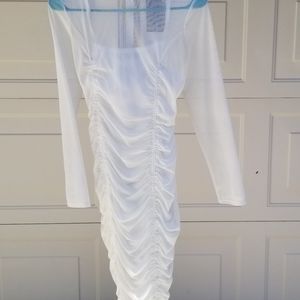 Fashion Nova white ruched dress